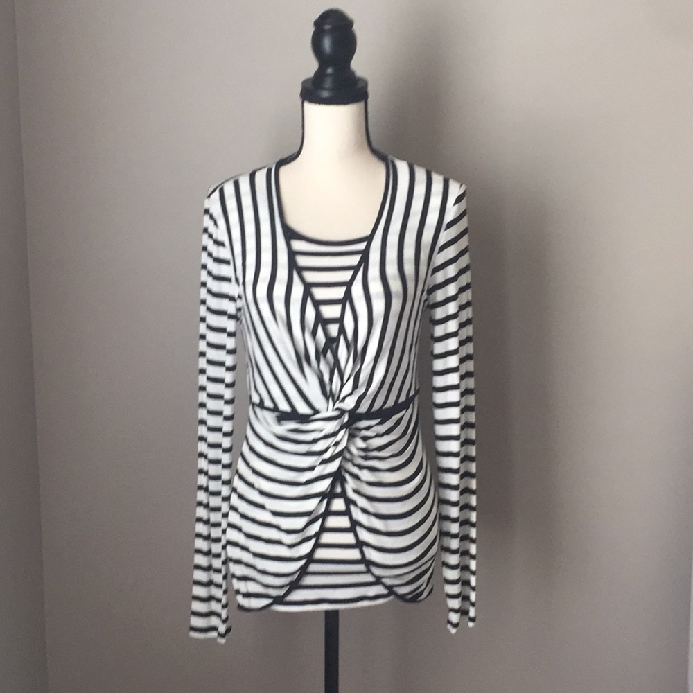 Michael Kors Black and White Stripe Top NWOT
